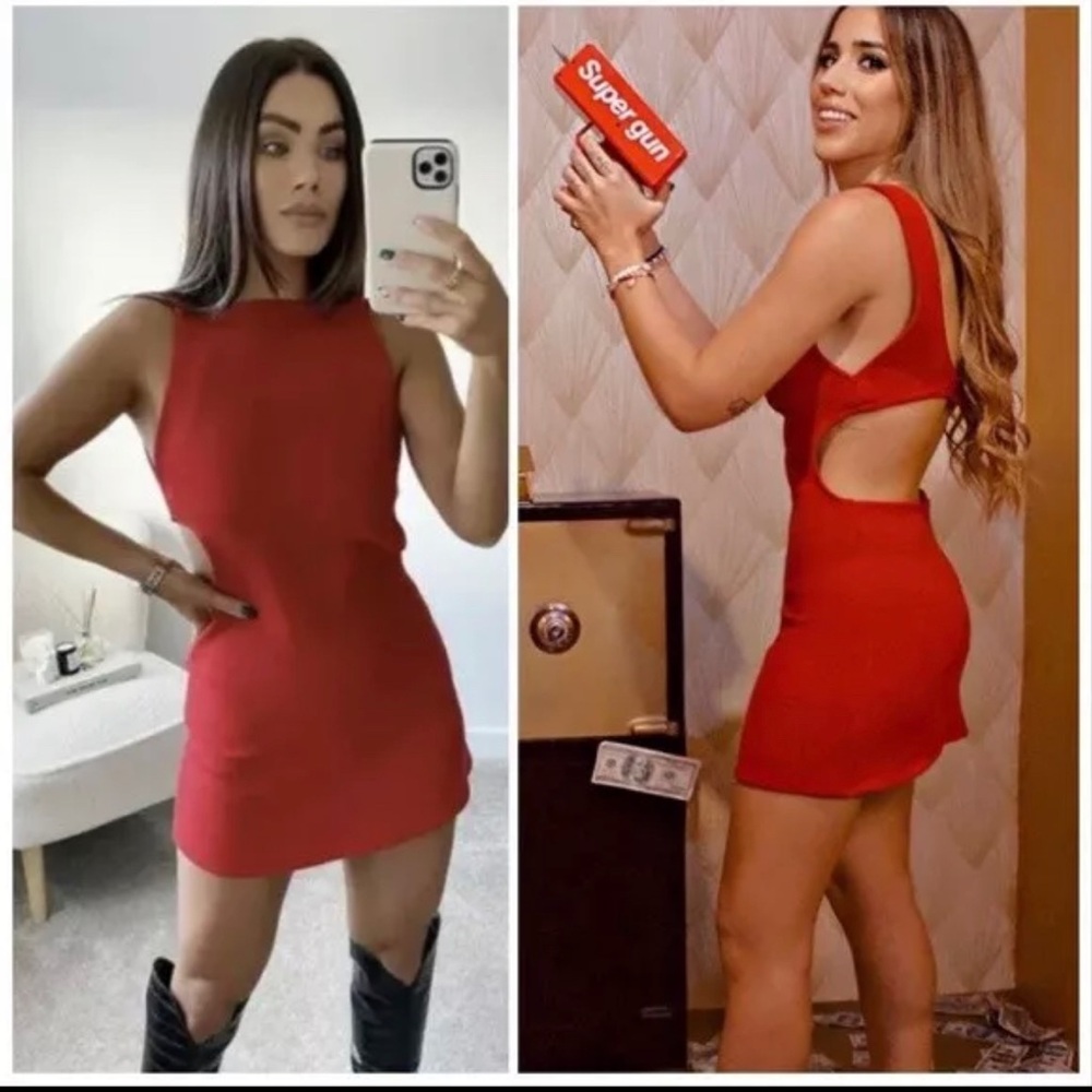 Zara Red Cutout Mini Dress REF:8906/522  sm new